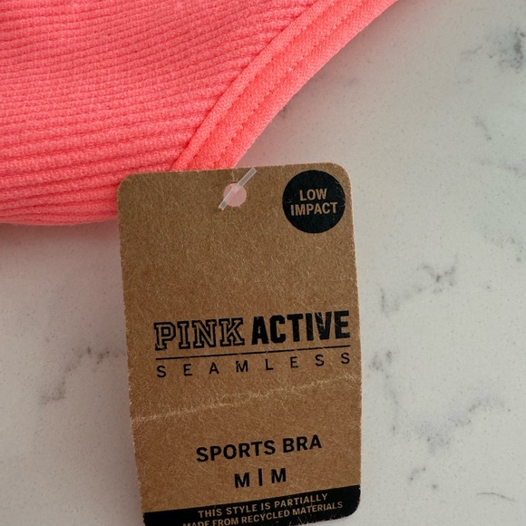🎀PINK Victoria's Secret Neon Coral Ribbed Bralette NWT🎀 - Picture 4 of 4